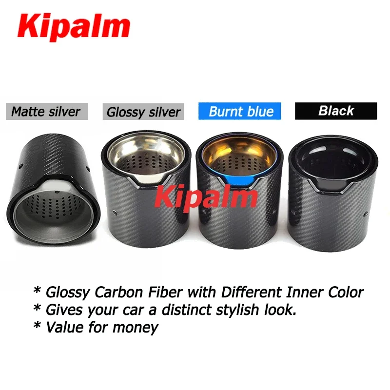 Kipalm 4PCS M3 (F80)2014-2019 Carbon Fiber Exhaust Tip Muffler Pipe with M Logo for BMW