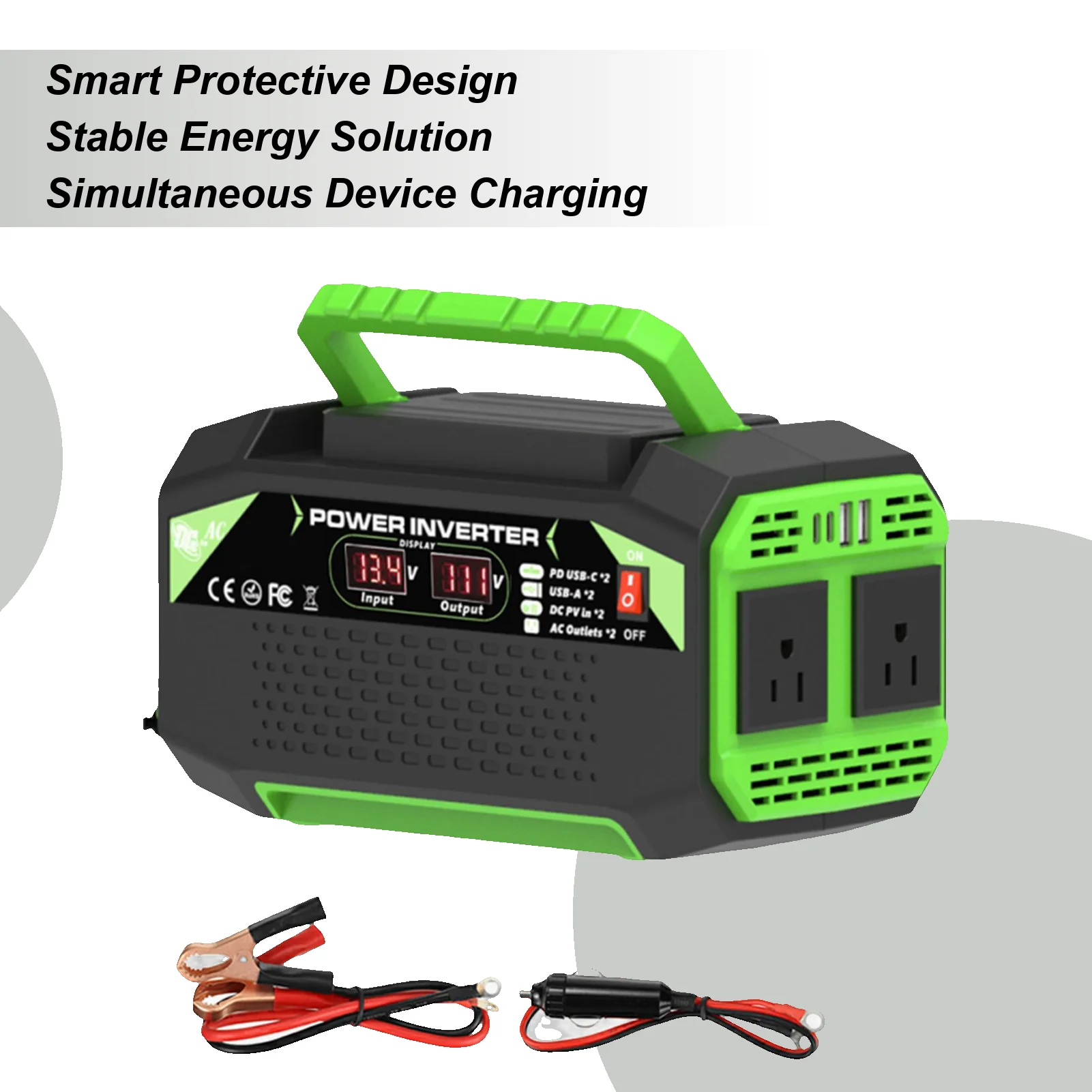 

Car Inverter 300W Car Inverter DC 12V To 220V/110V AC Digital Display Plug Outlet With 4 USB Ports Fast Charging Auto