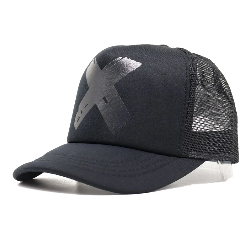 Gorra de béisbol de malla transpirable para hombre y mujer, gorro con cierre trasero y letras X para deporte al aire libre, Unisex, Q1147