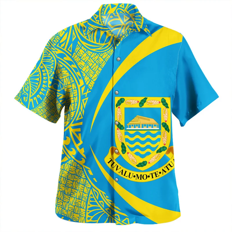 

Summer Vintage 3D Polynesian Tuvalu Emblem Printed Shirts Tuvalu Flag Graphic Short Shirts Men Fashion Streetwear Shirts Blouses