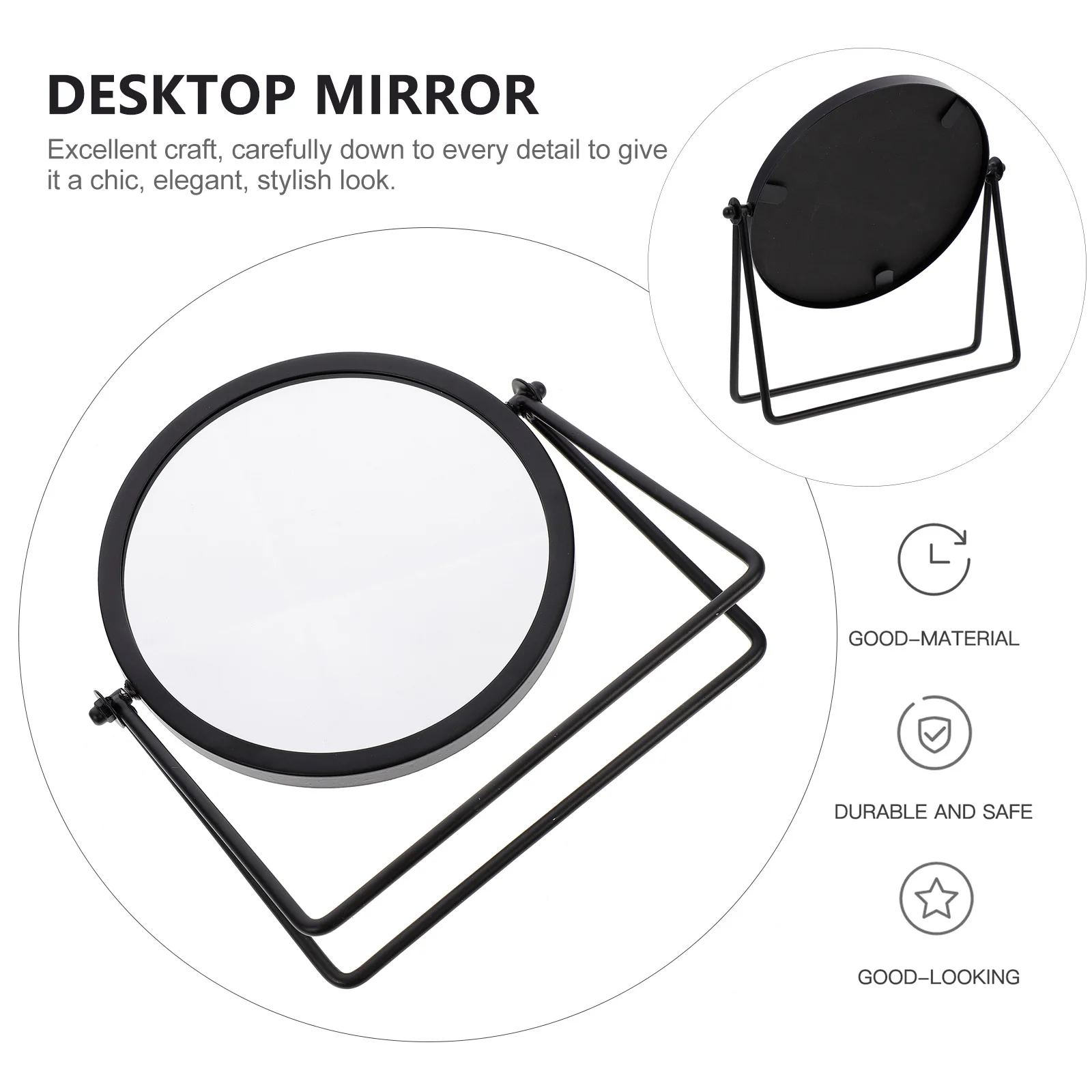 مرآة زينة دائرية دوارة لتطبيق مكياج سطح المكتب على سطح الطاولة، عرض تفاصيل الوجه، تصميم أنيق ونحيف لغرفة نوم هدية للنساء #1