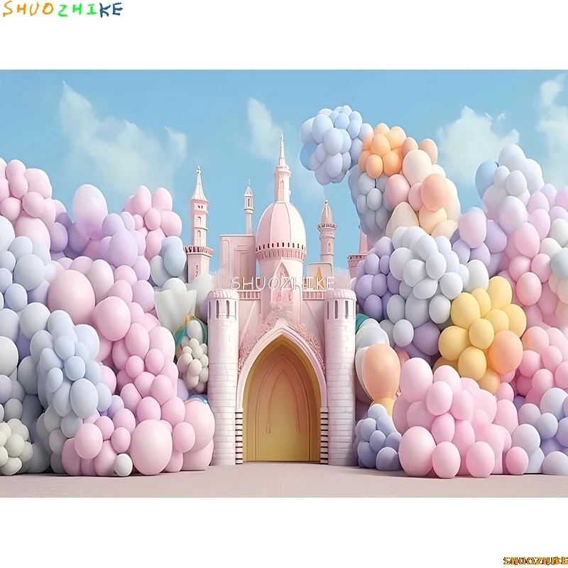 Воздушный шар и облака с днем рождения фон для фотосъемки праздник для маленьких детей вечерние фоны для фотостудии VX-11