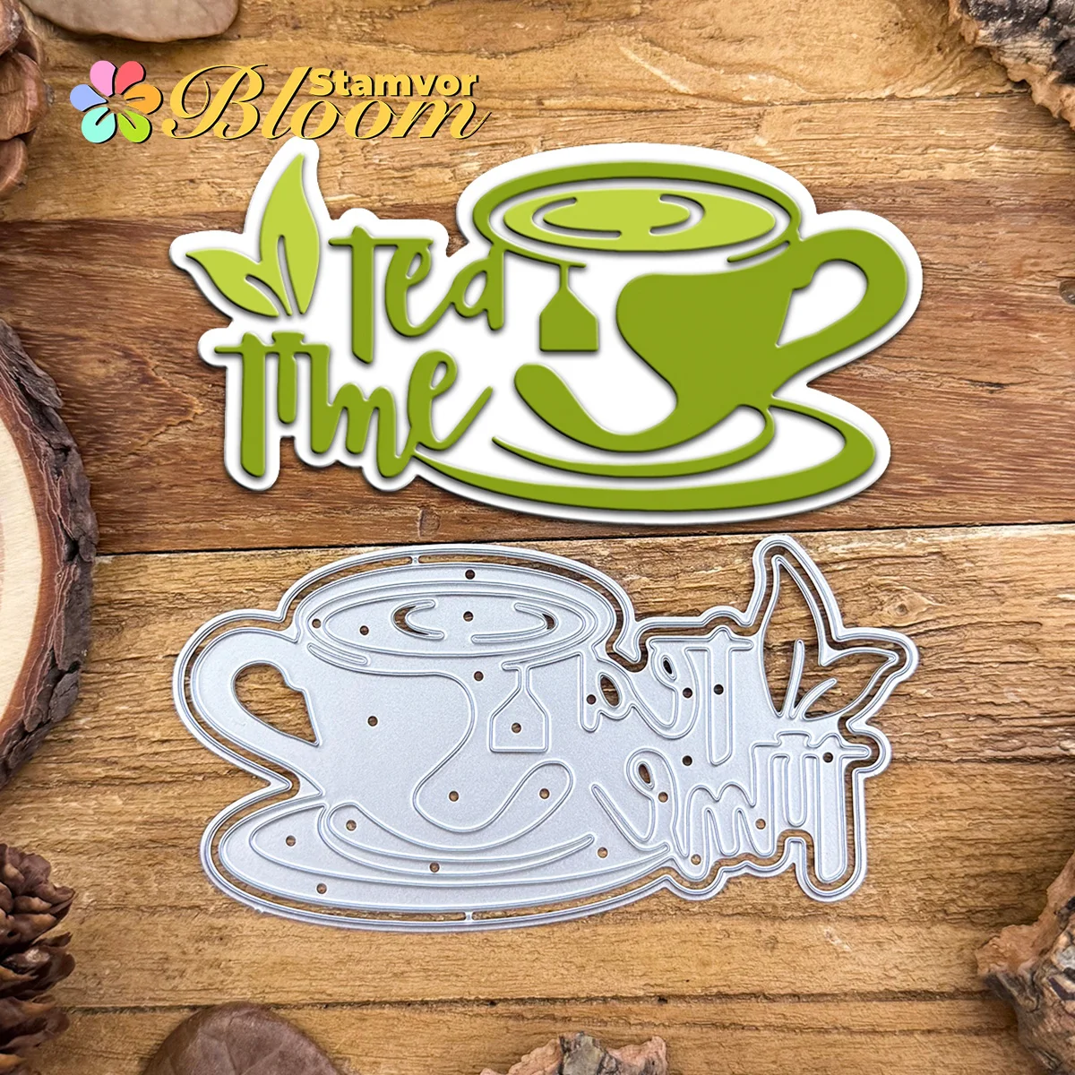 Original schöne Teetasse Schichten Titel TEE ZEIT Metall Stanzformen Scrapbooking dekorative Prägung