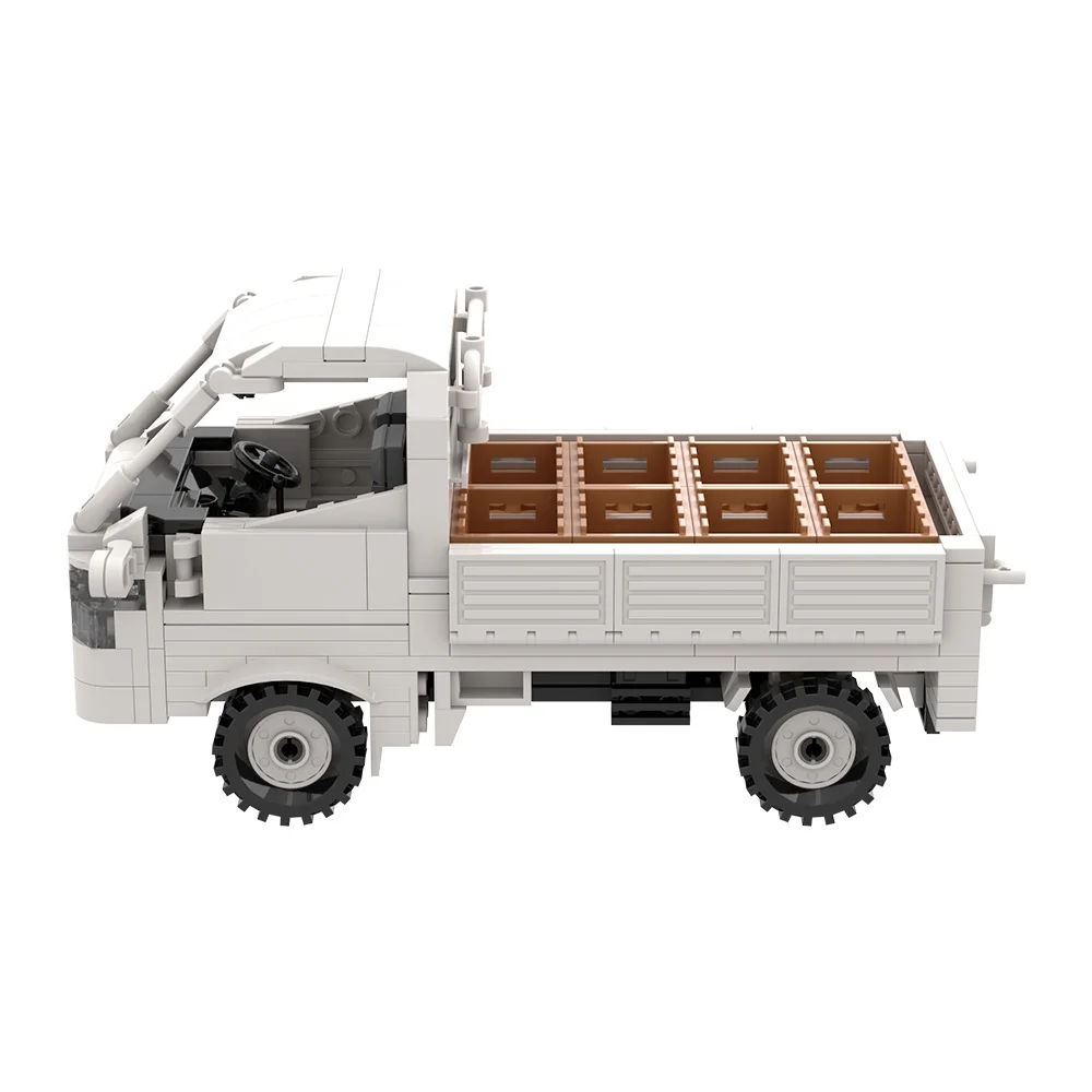 MOC White pickup truck transport vehicle Building Blocks Model Fruit transportation Bricks Assembled Toy for Children Gift