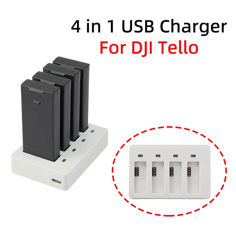 4-in-1 Charing Hub For DJI Tello Drone Battery Intelligent USB Charger Multi Battery Quick Charging Accessories Kit