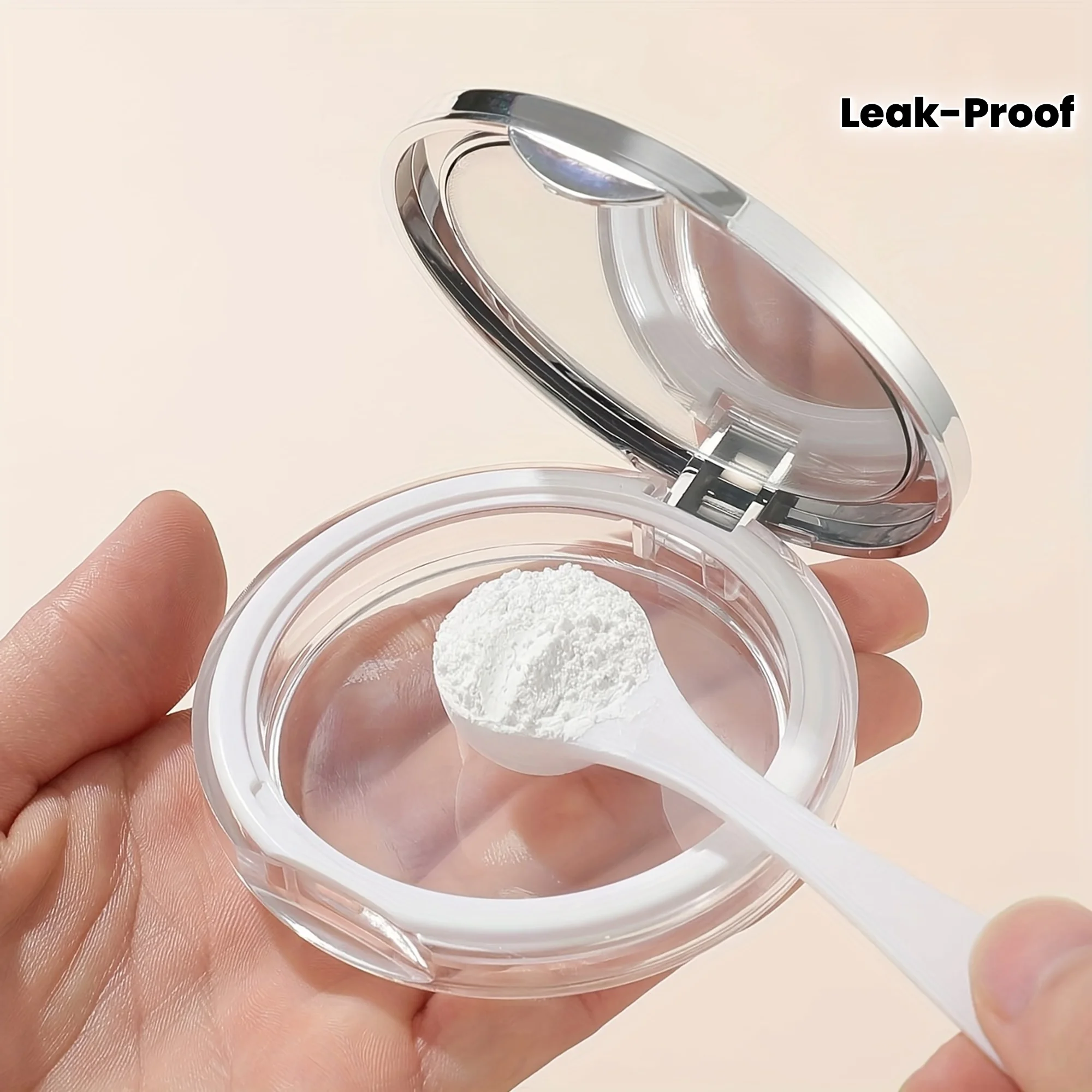 5g ultra-fino pó solto compacto portátil, mini recipiente de viagem à prova de vazamento com rede elástica, armazenamento de maquiagem com espelho