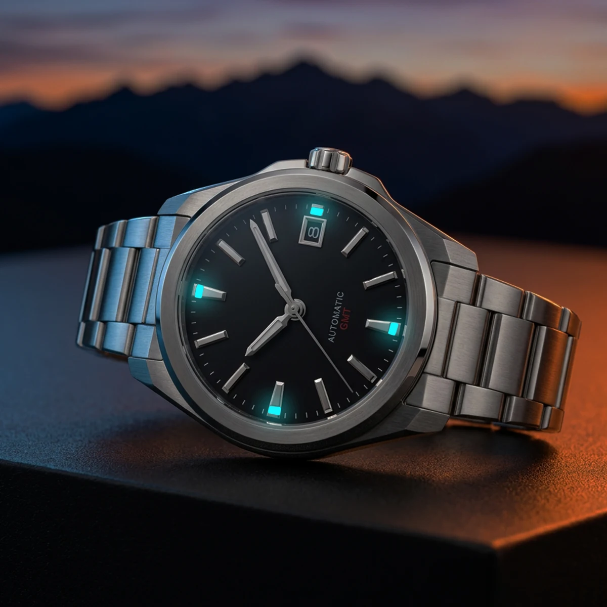 28.5mm No logo Sports GMT Sunburst 3D Watch Dial for Grand Seiko NH35/34 Spring Drive Automatic Movement BGW9 Case Mod Parts view 2
