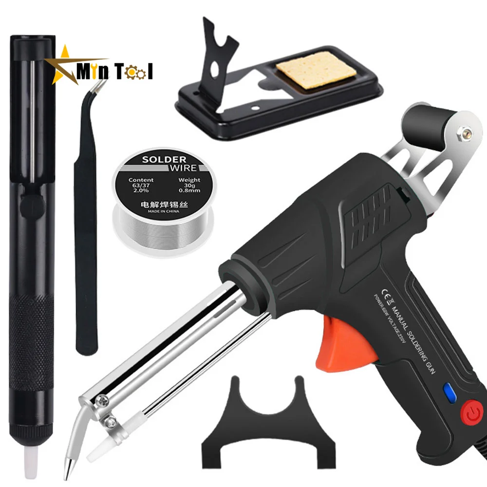 EU/US 60W Soldering Iron Automatic Welding Send Tin Gun Desolder Pump for Circuit Board Repair DIY Solder Hand Tool
