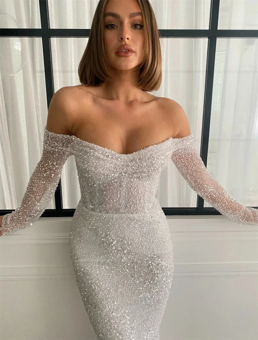 Fashion Off-Shoulder Corset Three Quarter Sleeve Prom Dress Back Zipper and Buttons Formal Dress Evening gown
