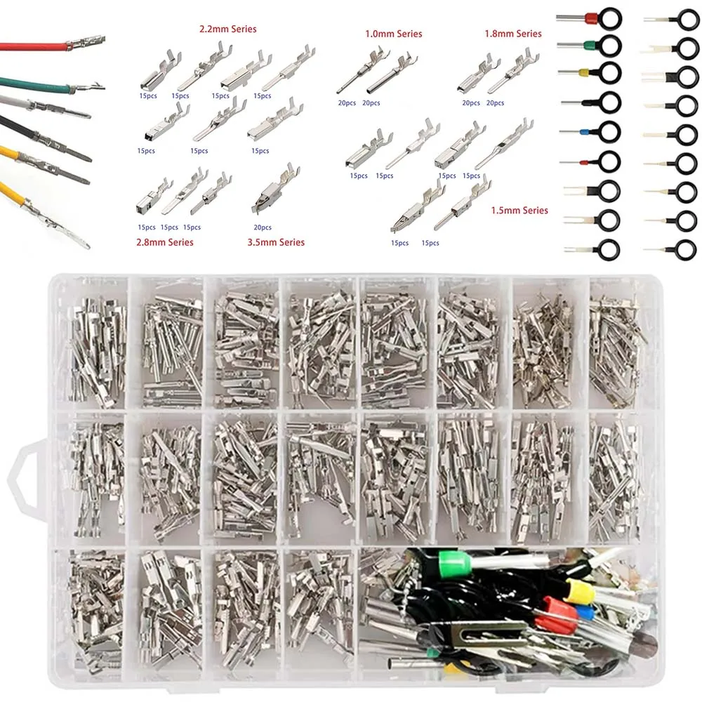 

340Pcs Automotive Electrical Connector Kit Car Wire Terminal Pin Remover1/1.5/1.8/2.2/2.8/3.5mm Terminal Pins Wire Male Female