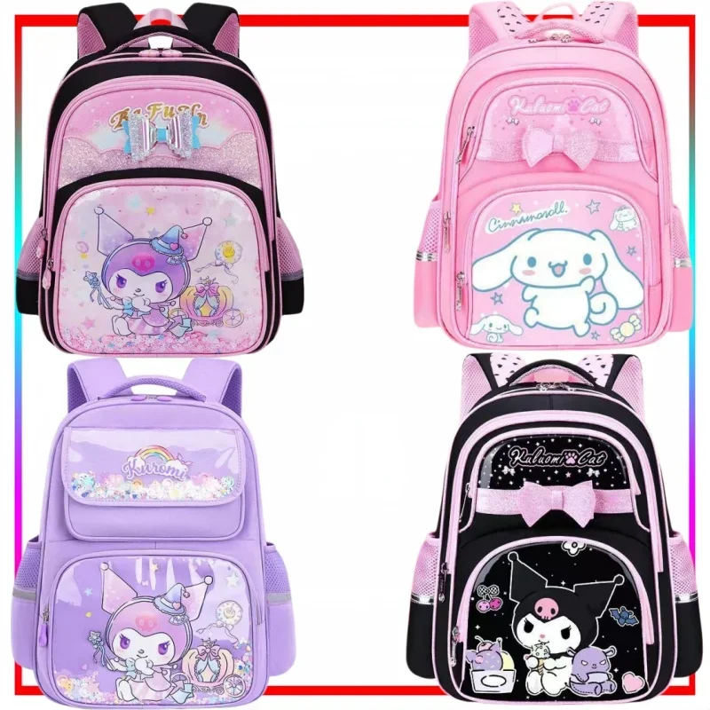 Melody Leichter Rucksack Cartoon Kuromi Schultasche Große Kapazität mit Mehreren Fächern Anime-Merchandise Urlaubsgeschenk