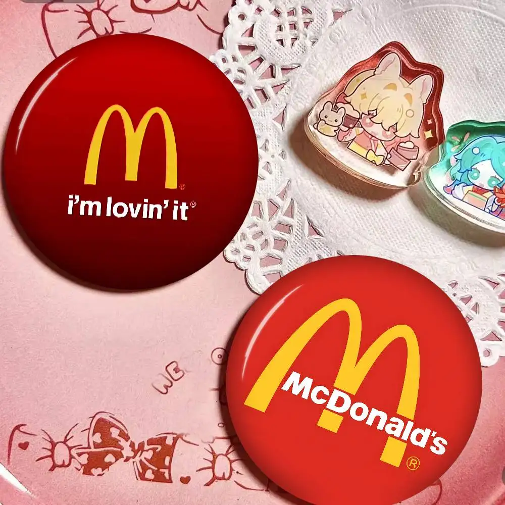 Famous Cool Brand M-MCDONALD-S Anime Button Pin Handmade Brooch for Clothes Badge Backpack Decoration Jewelry Accessories