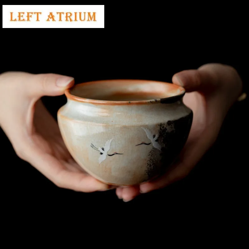 

330ml Wood-fired Porcelain Crane Jianshui Tea Wash Bowl Tea Residue Barrel Tea Garbage Can Chaxi Teaware Supplies Collection