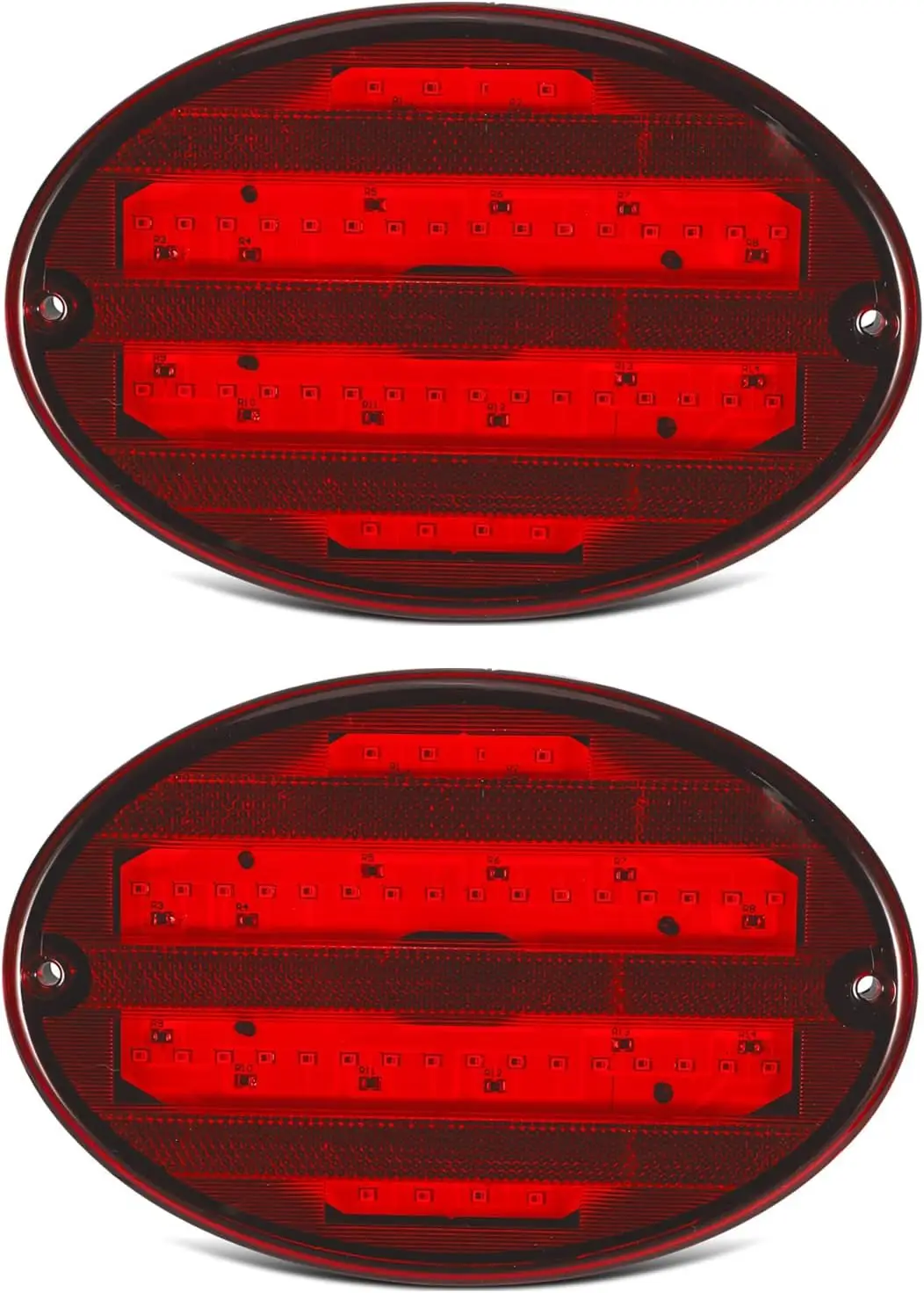 

2Pcs 8.5' Oval LED Tail Lights 40LED Red for Trailer RV IP68 Submersible with Gaskets
