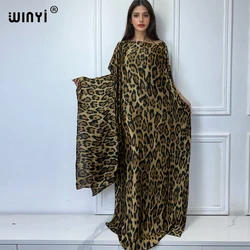 WINYI Catwalk model abaya women muslim sets dress african dubai abaya Crew Neck print Kaftan Elegant Maxi Length Dress