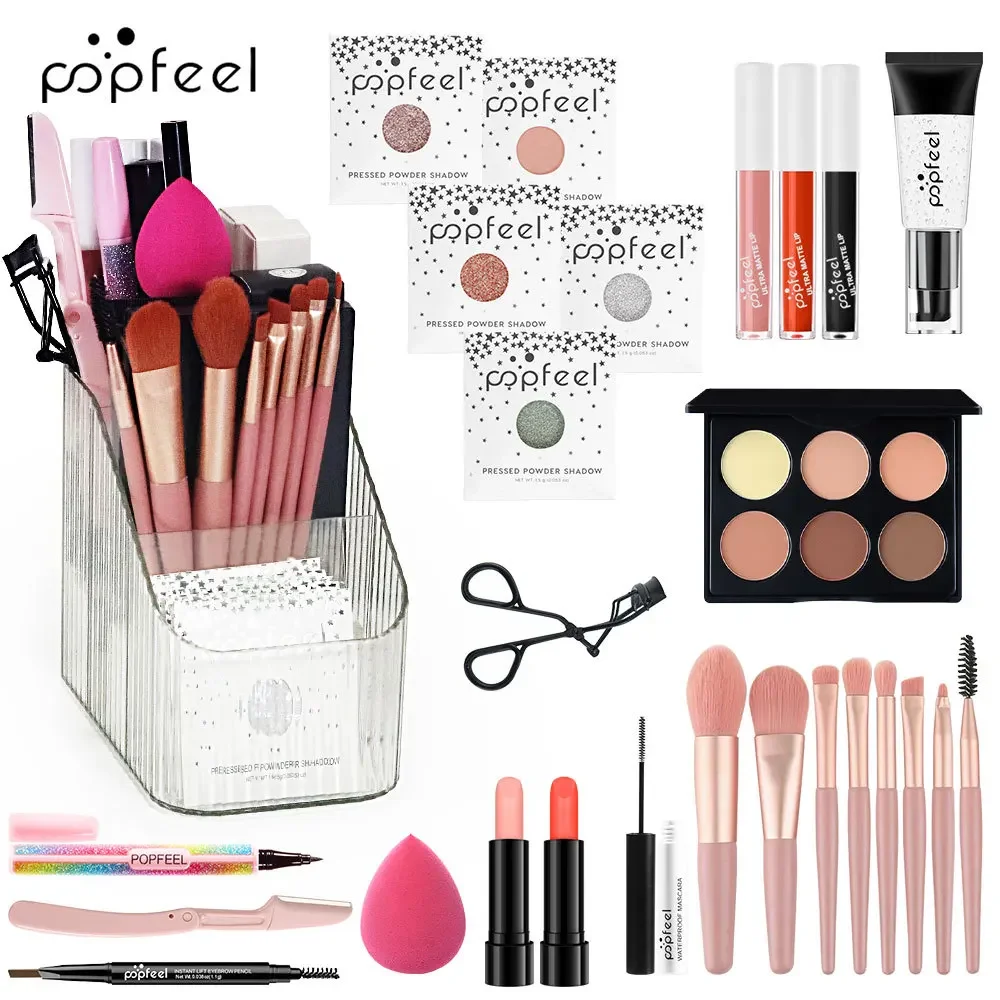 Bestverkopende Popfeel Make-upkit Volledige set Alles in één Oogschaduw Wenkbrauw Lippenstift Mascaraborstel Luxe Sets Cadeau voor vrouwen Cosmetica