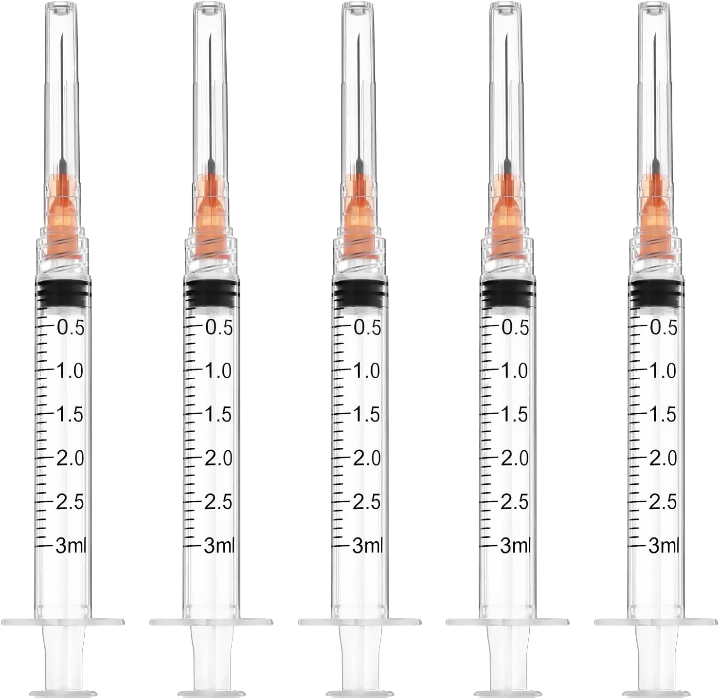 3ml Luer Lock Syringe with 25G 1Inch Needle Disposable Liquid Transfer Tool Syringes for Lab Farm Pet Industrial Use