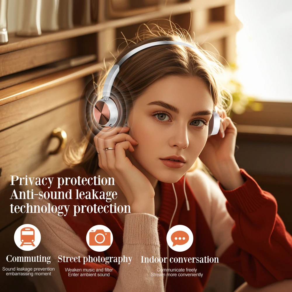 سماعات رأس معدنية لاسلكية ريترو 80 ساعة وقت اللعب بلوتوث 5.4 سماعة أزياء كلاسيكية HiFi صوت على الأذن سماعة هدية عيد الحب