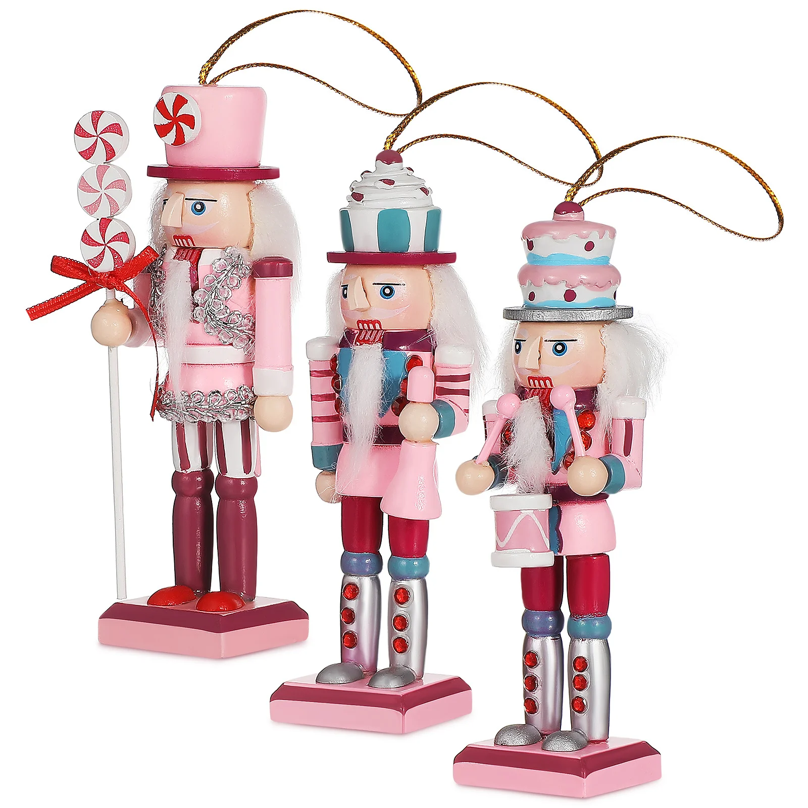

3Pcs Wooden Nutcracker Christmas Decoration Classic Figure Easy to Hang Meticulous Detailing Festive Home Decor Xmas Scene