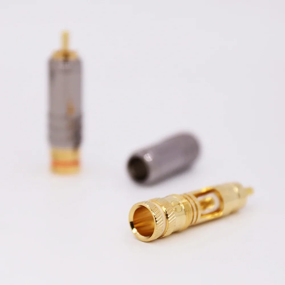 قابس RCA مطلي بالذهب عيار 24 قيراط، موصل ذكر ذهبي، قابس HIFI rca، نمط الصوت wbt