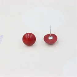 ZFSILVER100% 925 Sterling Silver For Women Sweet Vintage Femme Gift Red Sea Bamboo Coral Stud Earring Party Engagement Wedding