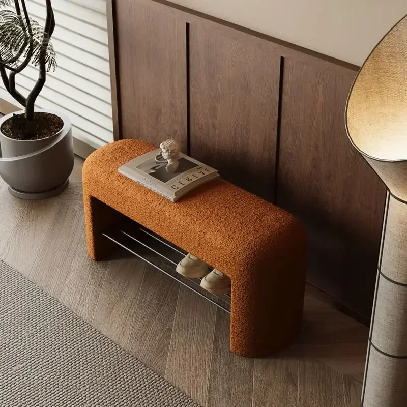 الأحذية المنزلية تغيير البراز الجلوس رف الأحذية خروف المخملية الأحذية الفوز البراز غرفة المعيشة مدخل المنزل أريكة مقعد السرير #5