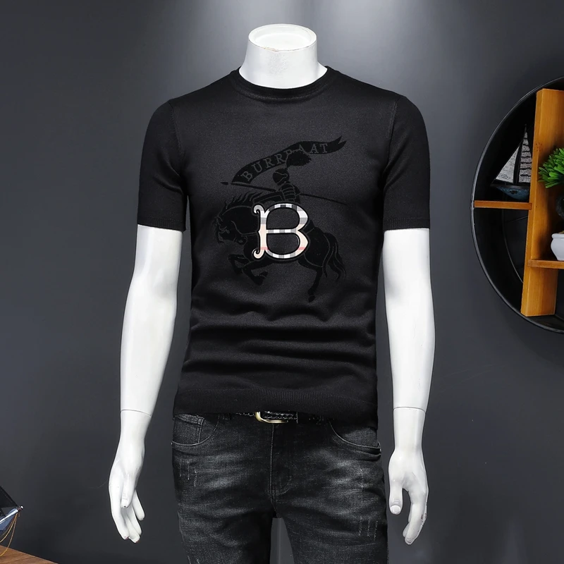 

Men's Slim Fit ort Sve Knitted Sweater Letter Pattern Trendy Brand Social Knitwear f Sve Spring Autumn Large...