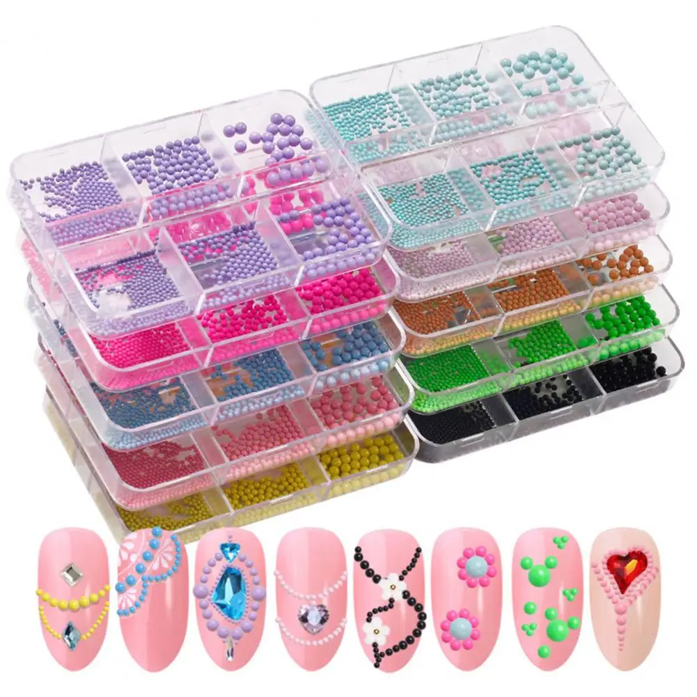 Fashionable 3D Effect Lightweight Nail Art Decoration Manicure Beads Decors Smooth Nail Beads Decors Nail Salon Supplies