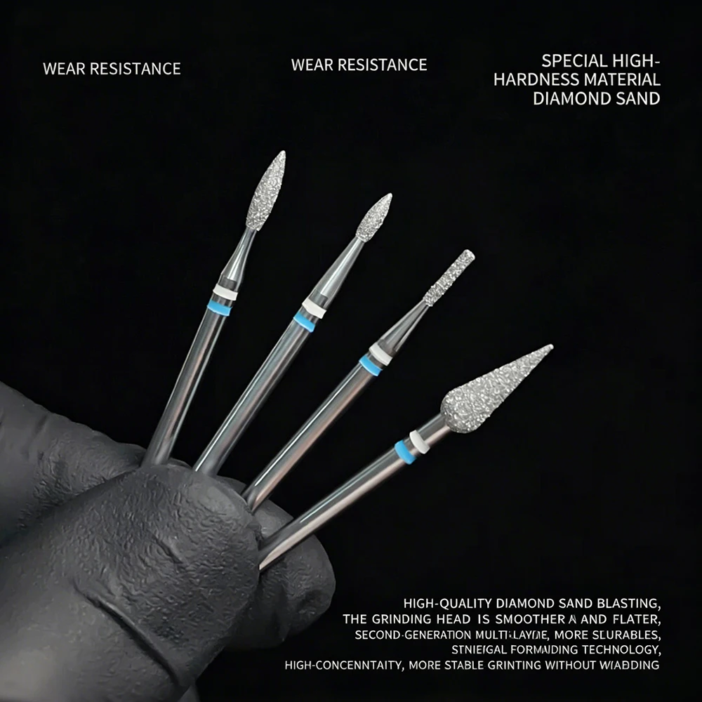 4-teiliges Diamant-Nagelhautfräser-Set – Sichere Rotationsfräser aus Hartmetall für russische Maniküre, ideal für Nagelhaut- und Nailart-Werkzeuge