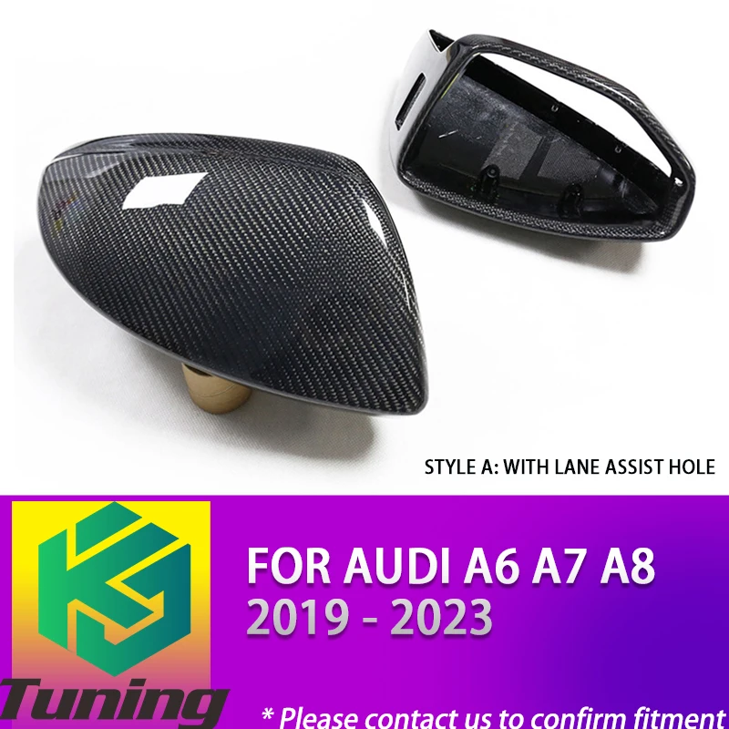 Replacement Style Carbon Fiber Rearview Side Door Mirror Cover For Audi A6 S6 RS6 A7 S7 RS7 A8 S8 C8 2019 2020 2021 2022 2023