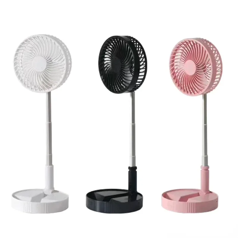 Folding Pedestal Stand Mini Telescopic USB Rechargeable Table Floor Fan 4 Speeds Adjustable Height Outdoor Hiking Accessories