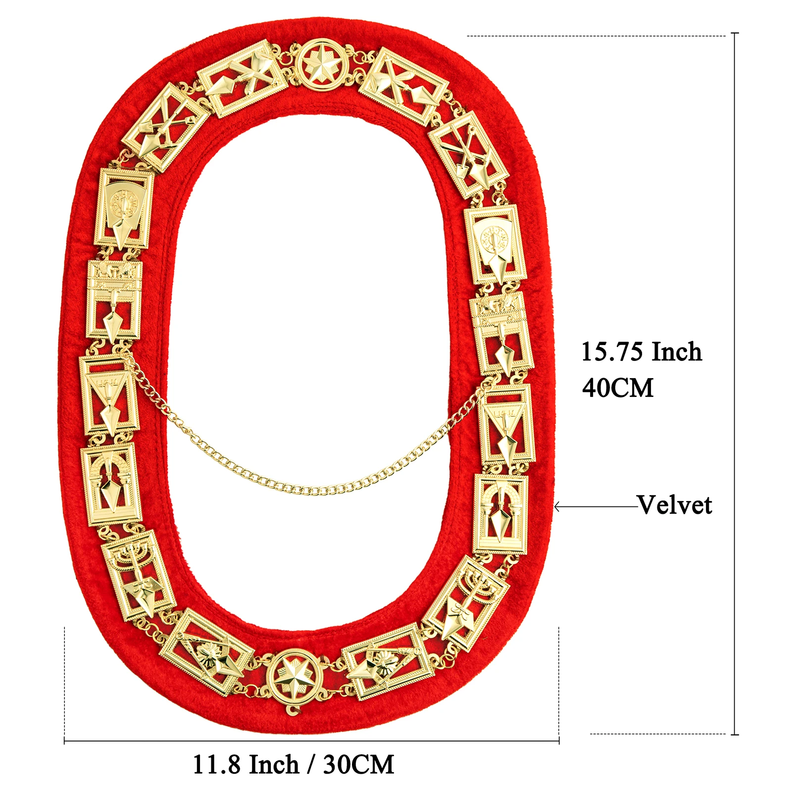 Freemason Masonic Collar Regalia Velvet Chain Collar for Men Formal Lodge Ceremony Accessory Blue/Red