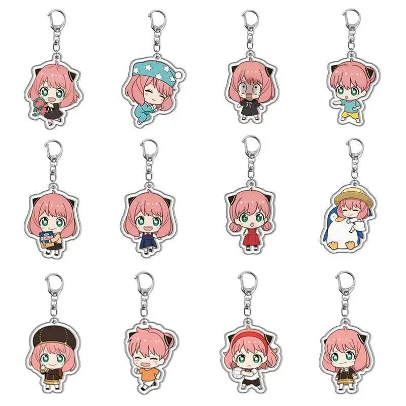 Anime SPY×FAMILY Key Chain Anime Ania Cute Keychain Acrylic Double Sided Pendant Cartoon Girl Bag Pendant Kawaii Key Chain Gift