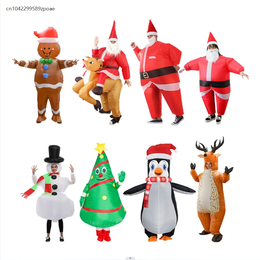 

Christmas Funny Inflatable Costume Gingerbread Man Santa Claus Elk Snowman Tree Penguin Adult Children Christmas Party Dress Up