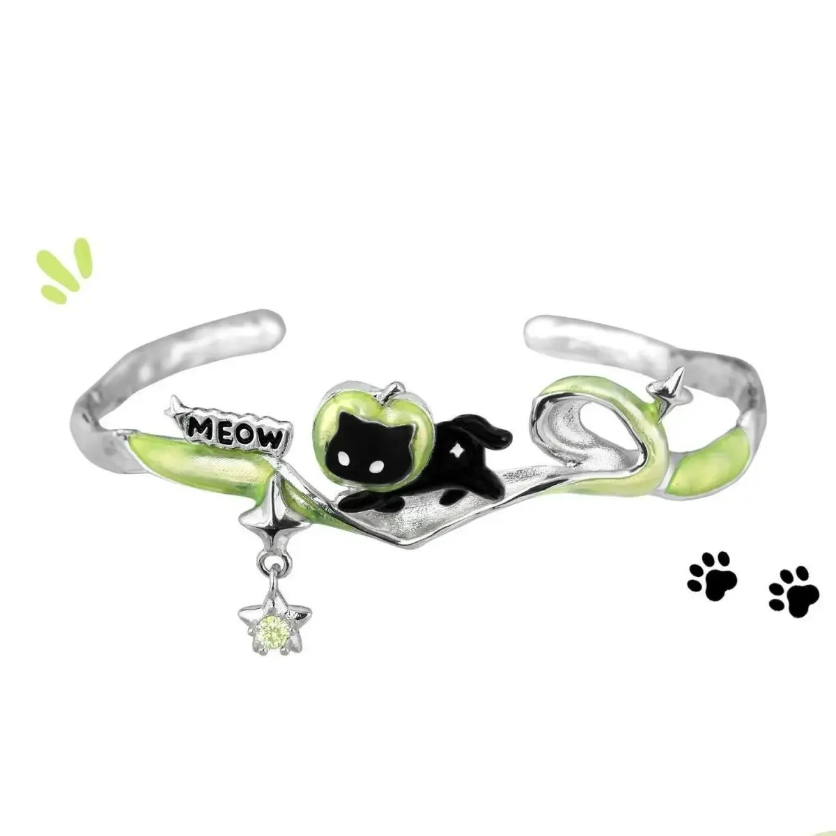 Original Niche Black Cat Green Apple Sweet Cool High-End Bracelet
