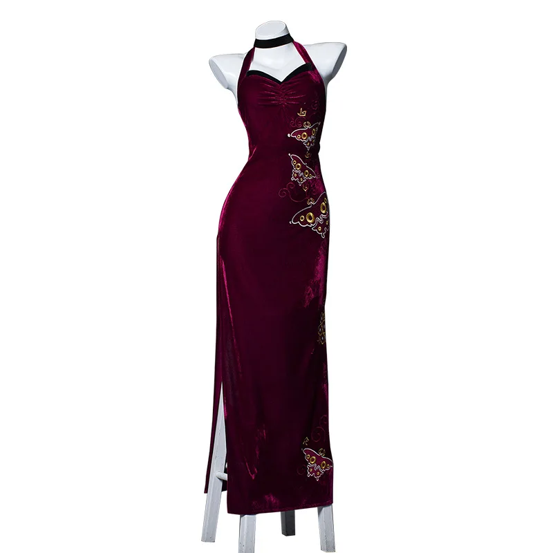 

Ada Wong FINAL FANTASY VII Cosplay Costume Sexy Red Embroidered Cheongsam Halloween Cosplay Ada Wong Clothing