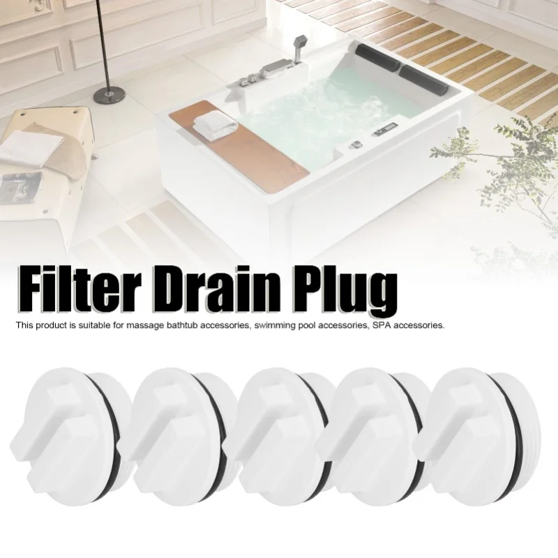 

5Pcs G1 1/2 Male Thread Winter Plug Pool Return Line Filter Drain Plug With O Ring For Hot Springs Swimming Pools Spas