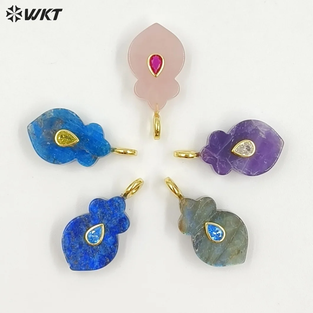 

WT-P2058 Colorful Wonderful Niche-design Gemstone Popular Shape Pendant With 18K Real Gold Plated For Girls Special Gifts