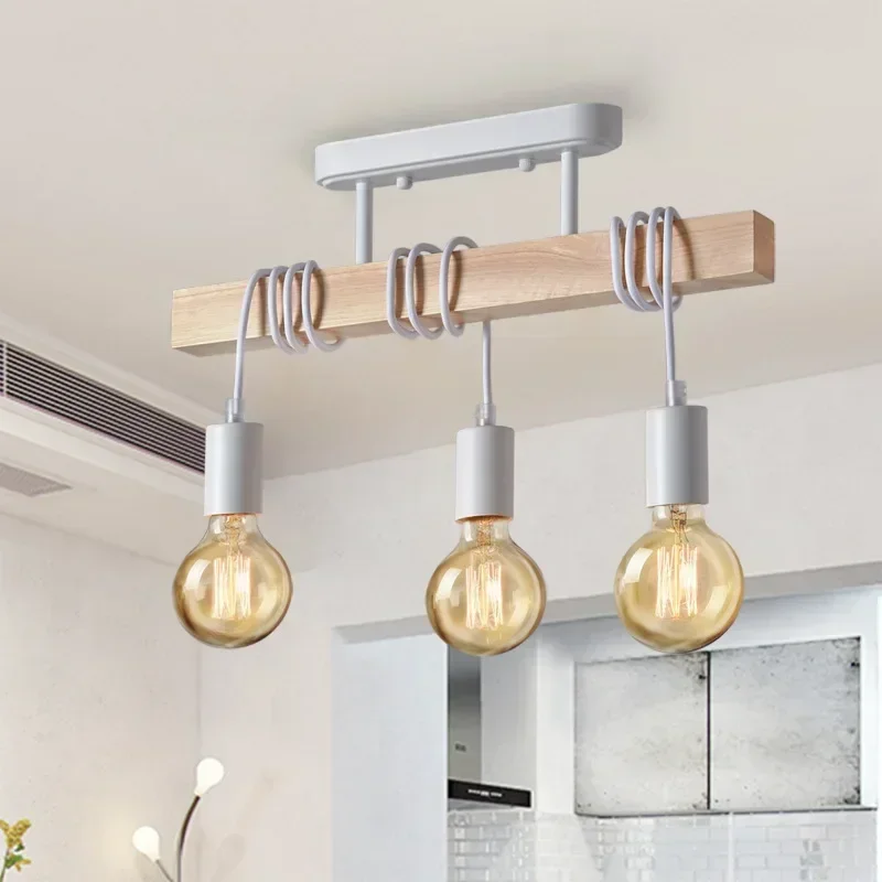 

Art Winding Suction latest type Europe Retro Wood Hanging Dual-use Lamp Living Room Dining Room Bedroom Chandelier Ceiling Light