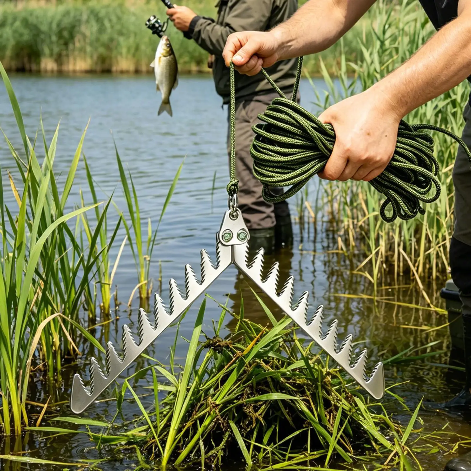 

Aquatic Plants Grass Cutter Heavy-Duty Foldable Weeder with 20 Meters Rope Aquatic Plants Cutter for Boats Canoes Fishing