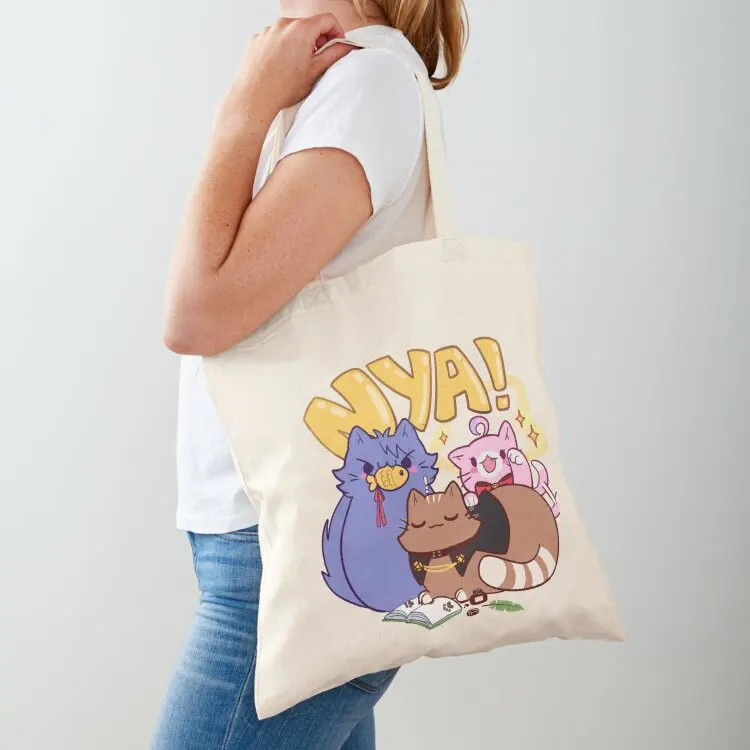 

Posse cats family portrait Tote Bag female bag Canvas shoulder bag eco pack