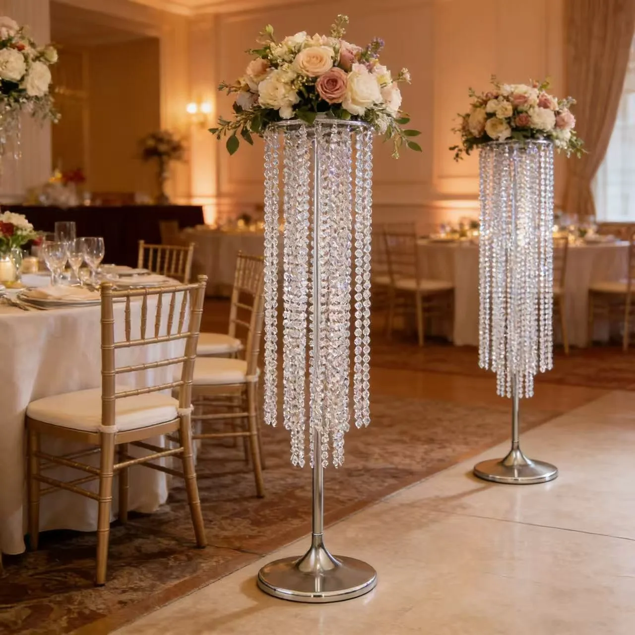 10 PCS Acrylic Flower Rack 55 Inches Pillar Vases Wedding Table Centerpiece Candle Holder Road Leads For Party Home Event Decor