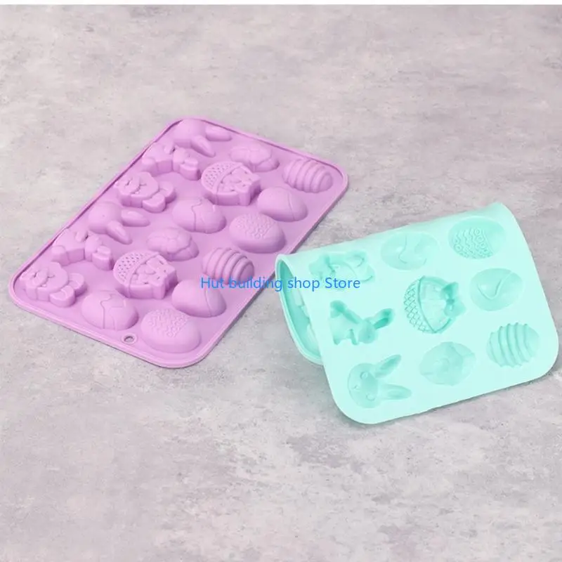 T21C Small Easter Egg Rabbit Silicona Moldura azúcar para galletas Cupcake chocolate Molde para hornear herramientas