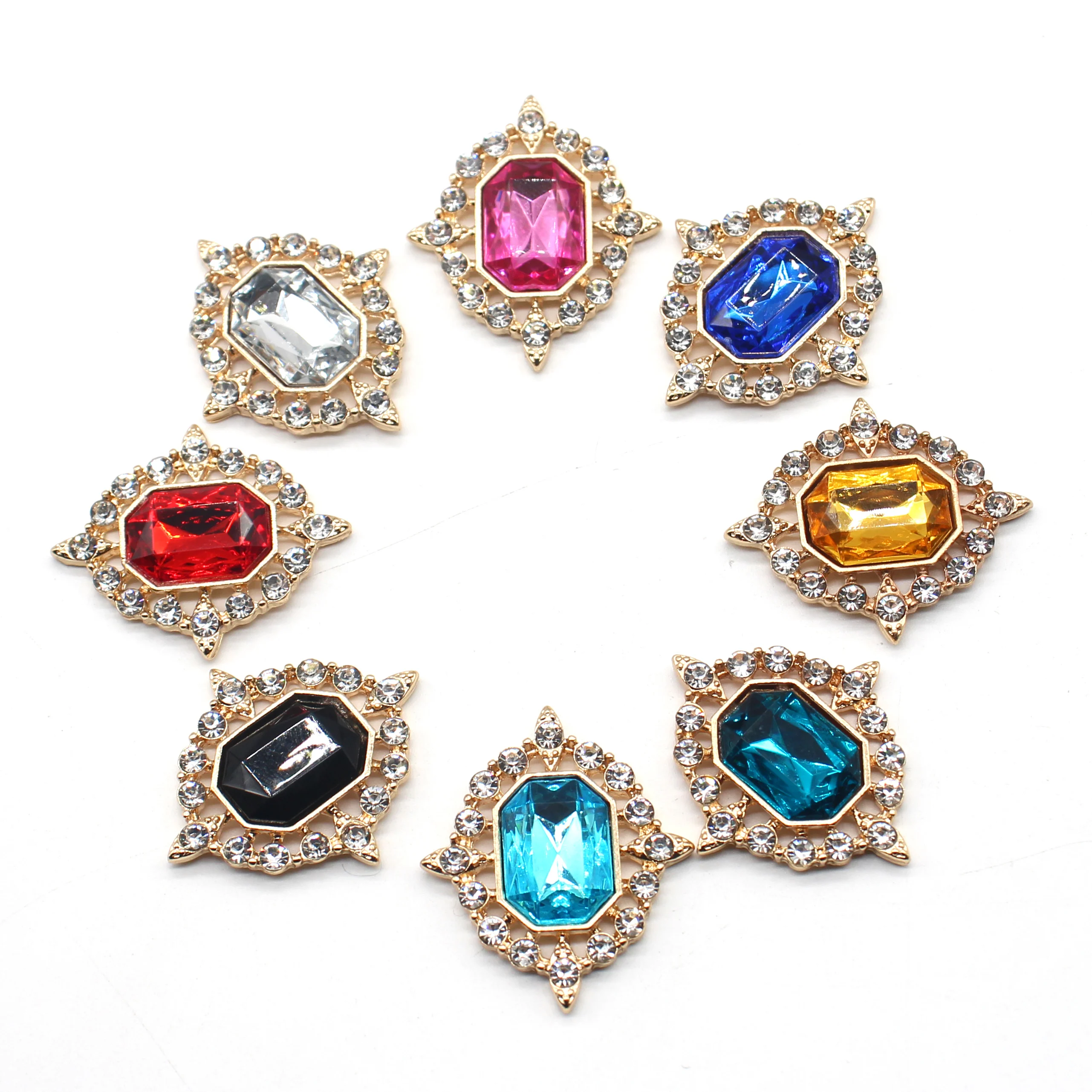 10pcs/batch 28*32mm Alloy Rectangle Acrylic Hollow Rhinestone Accessories DIY Handmade Beautiful Garment Decorative Accessories