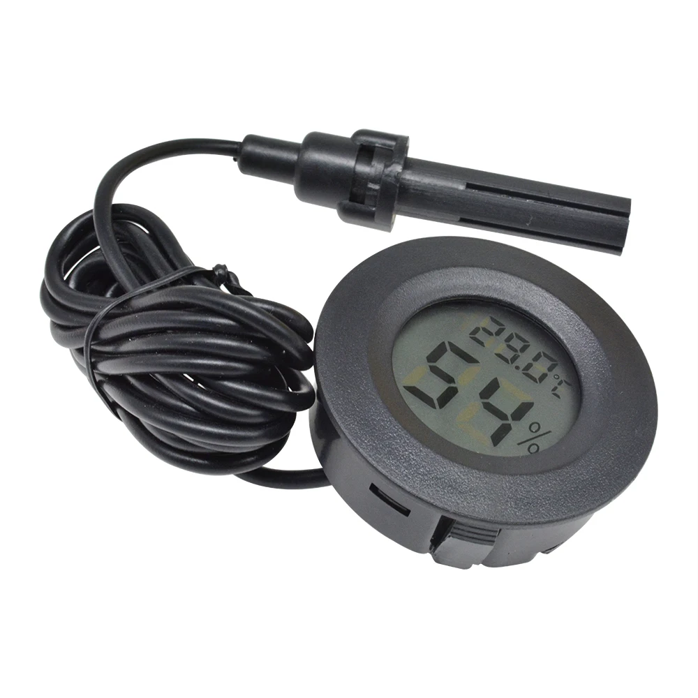 New Mini LCD Round Embedded Digital Thermometer and Hygrometer with 1.5m Probe Detection Module Humidity Sensor for Aquarium