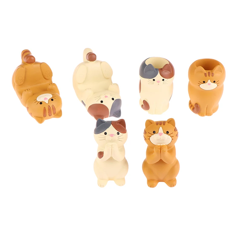 1Pc Japan Style Glasses Mobile Phone Holder Stationery Desktop Cat Decoration Collectible Home Decor Resin Craft Ornaments