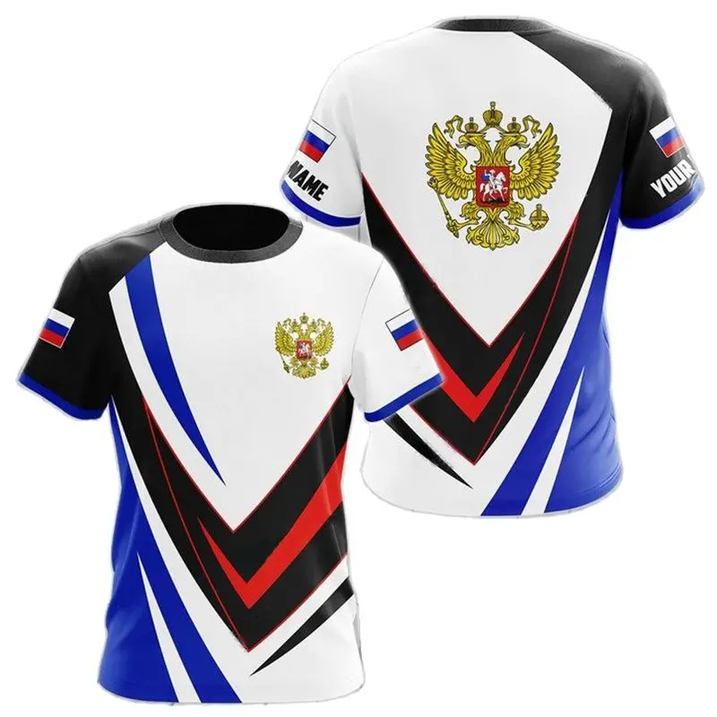 Russian harajuku t-shirts for men Russian national emblem printed tops summer leisure o-neck pullover oversized short sleeve t