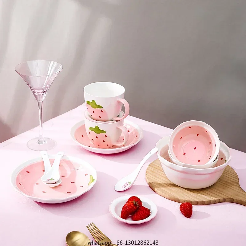 

Cute Japanese tableware set Household ceramic dishes and spoons