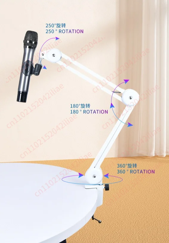 Adjustable Boom Arm Mic Stand, Foldable Clamp-On Metal Microphone Holder for Streaming, Podcasting & Gaming