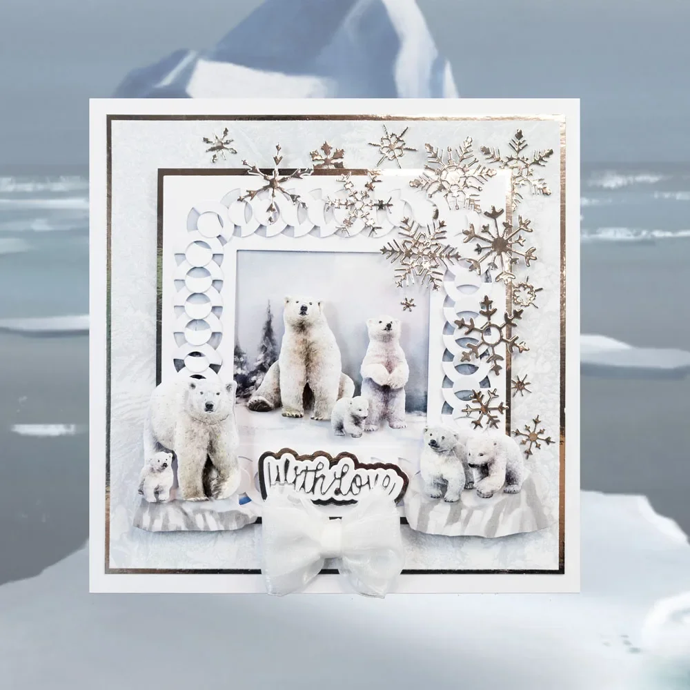 Niedźwiedź polarny Pingwin mają Chat Colony Sleuth Creche Iceberg Frozen Flurry Metal Cutting Dies Diy Greeting Card 2024 Nowość